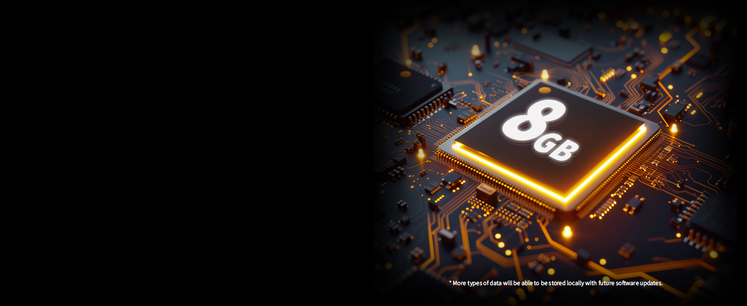 Illuminated 3GB processor chip visualization on circuit board background with orange glow and digital effects.