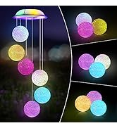 Fohil Wind Chimes Outdoor, Solar LED Crystal Ball Wind Chime Lights Garden Lights Waterproof Colo...
