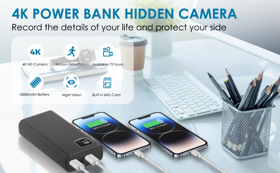 IZNVEE 4K Power Bank Camera Detector with Builtin 10 HighPerformance Hidden