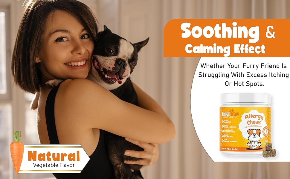 Inner Paw Dog Allergy Chews 120 Soft Chews for Dog Allergy Relief Natural