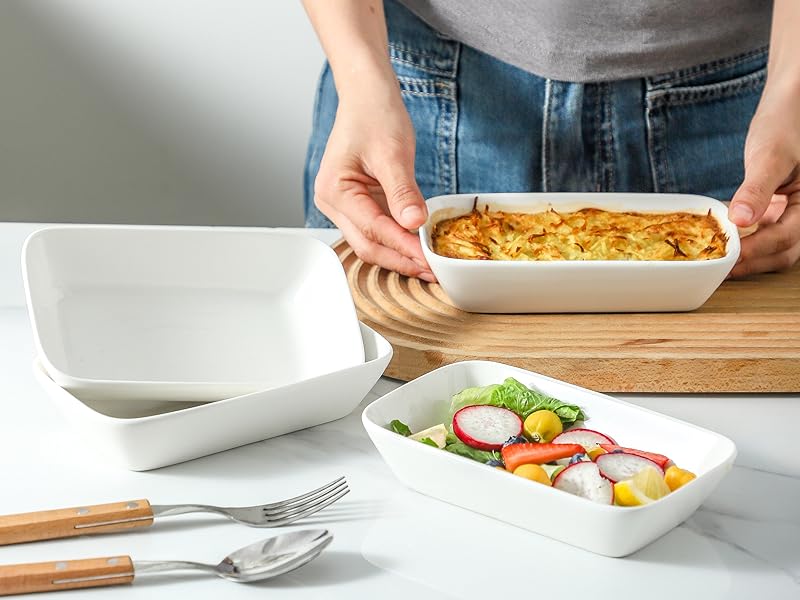 DISH// セット XINLTC Ceramic Appetizer Plate, Set of 10, 7 inch Square Dessert