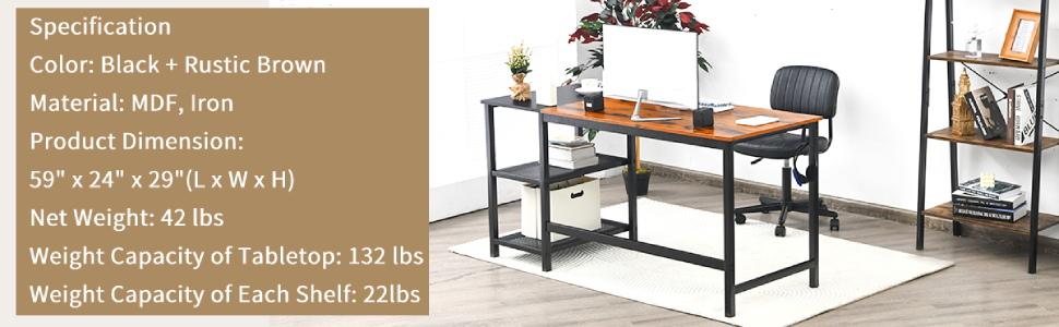computer desk with shelves