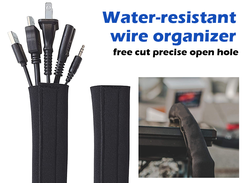 Boat Trolling Motor Wires Organizer Sleeve, Black Neoprene