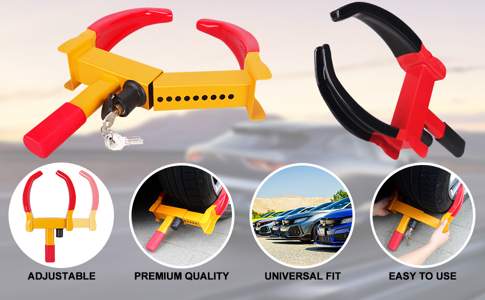 Tevlaphee Wheel Clamp, Wheel Lock Anti Theft Wheel Clamp, Caravan Wheel