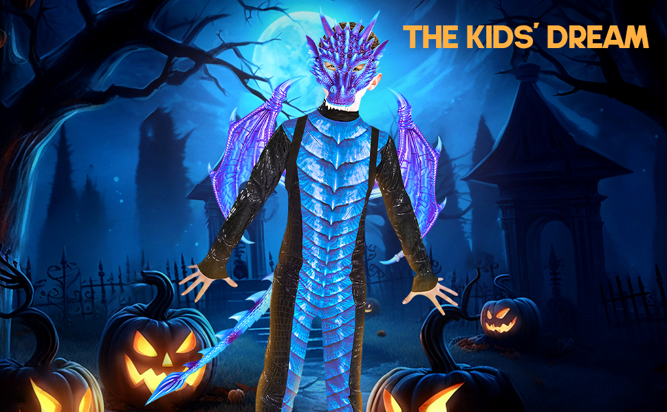 Dragon Costume Kids Dinosaur Wings Tail Mask Set