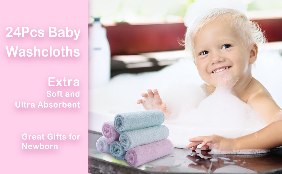 softan Baby Washcloths, 24Pack Baby Wash Cloths Extra Soft and Ultra