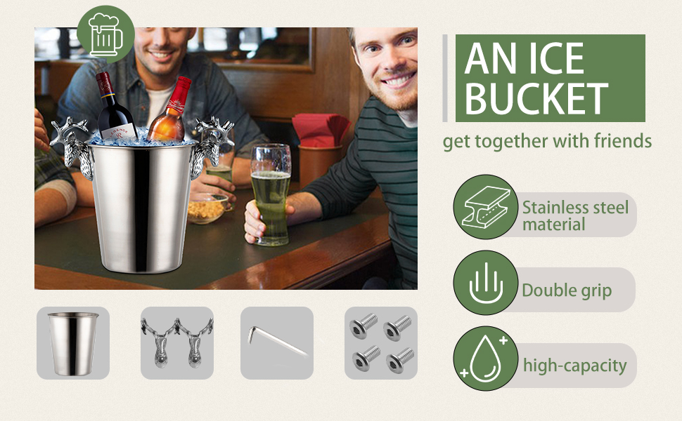 FXTNKYY 3L Stainless Steel Ice Bucket,Insulated Ice Buckets For Parties,Insulated