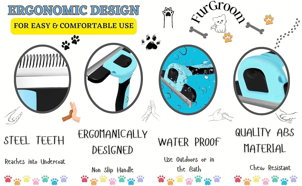 Furgroom Deshedding Tool for Dogs and Cats Reduces Shedding by Up to
