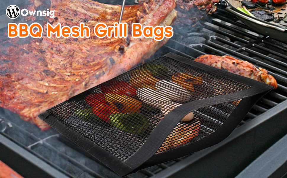 Ownsig Reusable NonStick BBQ Grill Mesh Bags, Baking