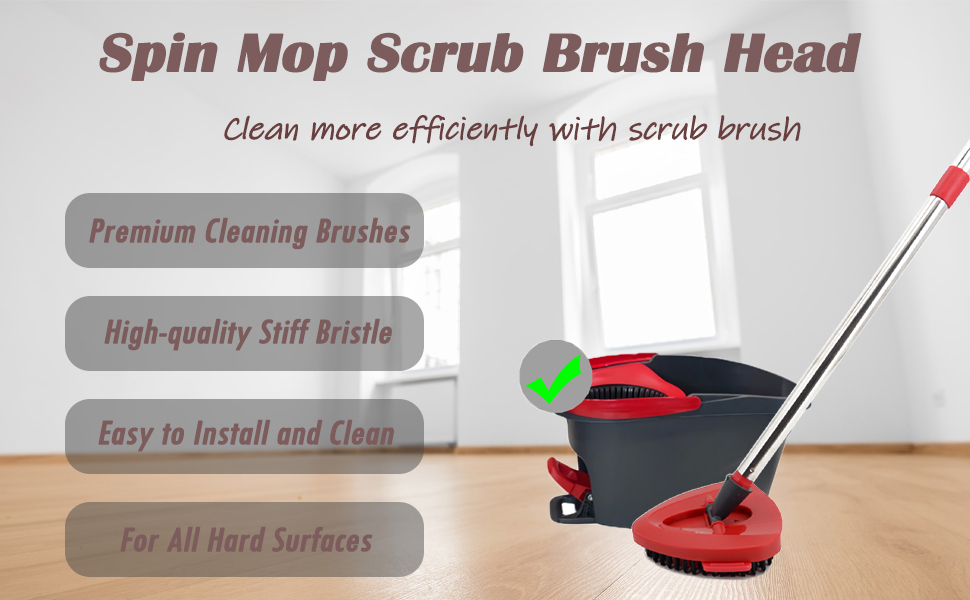 2 Pack Scrub Brush Floor Brush Head Compatible with Spin