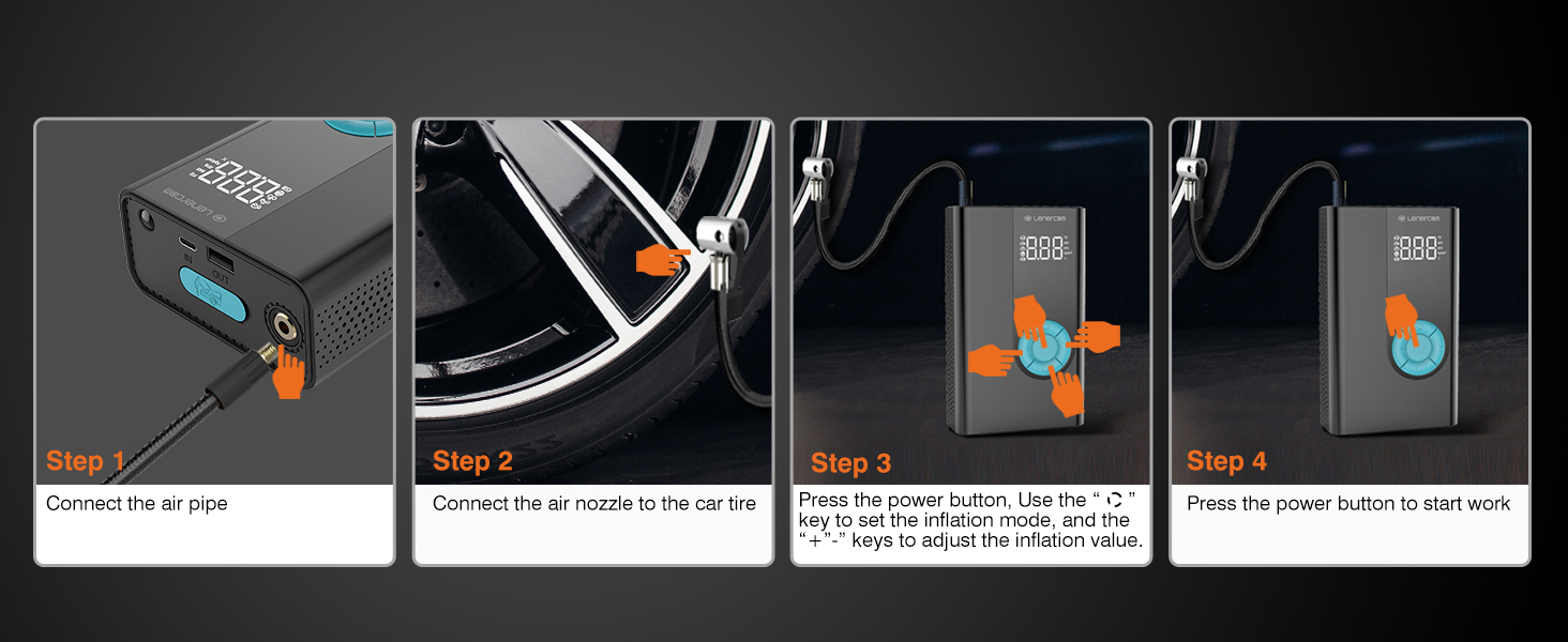 Jump Starter with Air Compressor, 1500A Potable Battery