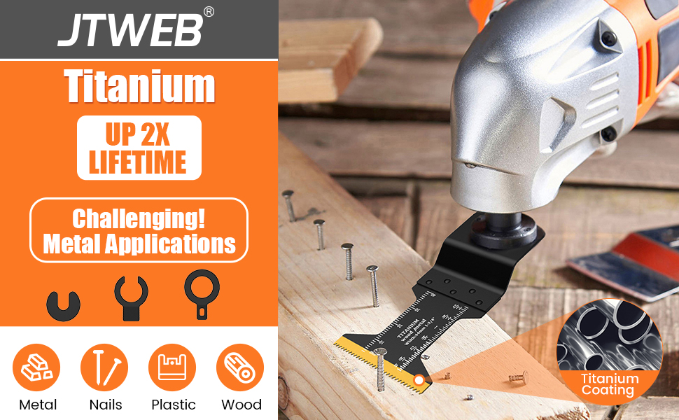 JTWEB 5PCS Titanium Oscillating Saw Blades Kit, Titanium Oscillating