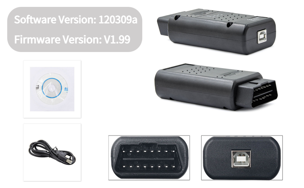 Akozon Car Code Reader, for V1.99 OBD2 USB Diagnostic Interface