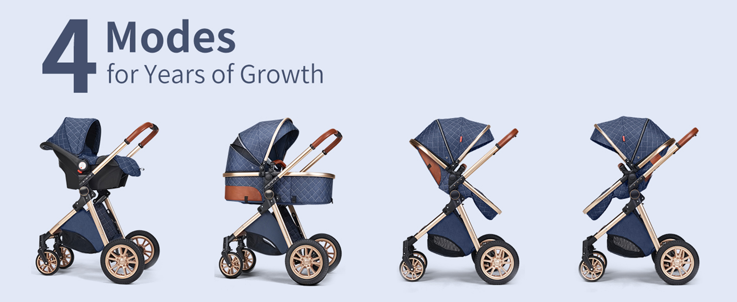 Luxury Pram High Landscape Baby Stroller Folding Pushchair