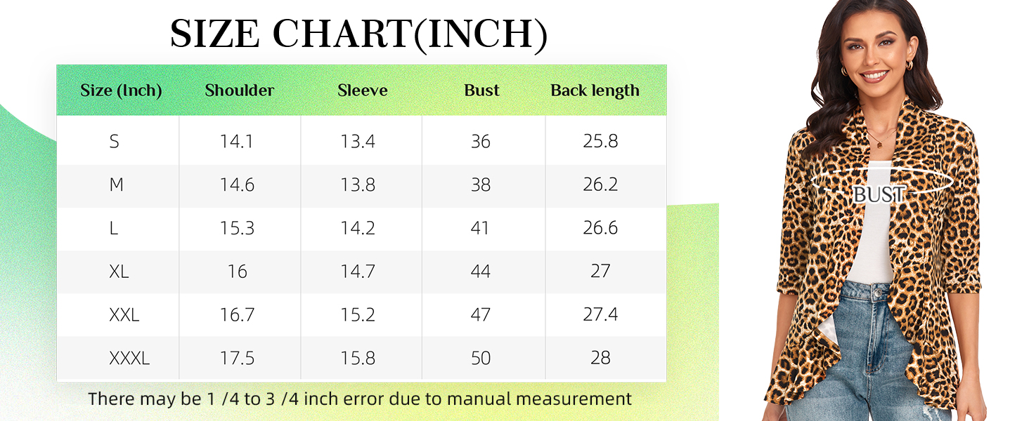 Argstar Women's Open Front Cardigan 3/4 Sleeve Draped Ruffles Soft Knit Sweaters