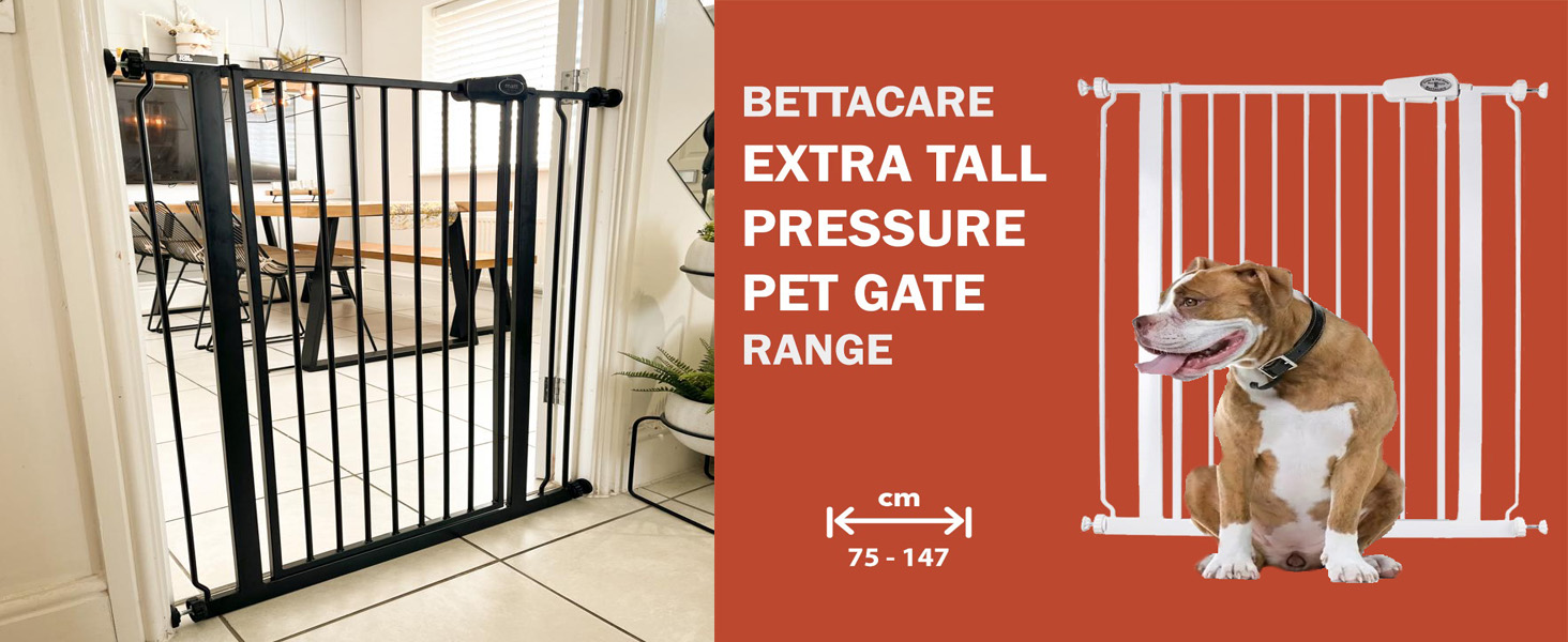 Bettacare Pet Gate with Lockable Cat Flap, 75cm 84cm, White, 104cm in