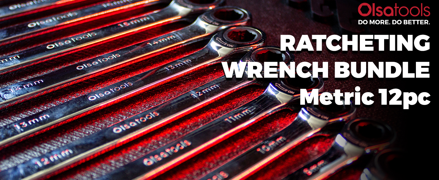 Olsa Tools Ratchet Wrenches Set (Metric 12pc) 6Point Box