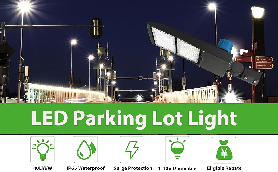 100W LED Shoebox Parking Lot Pole Lights, Dusk to Dawn
