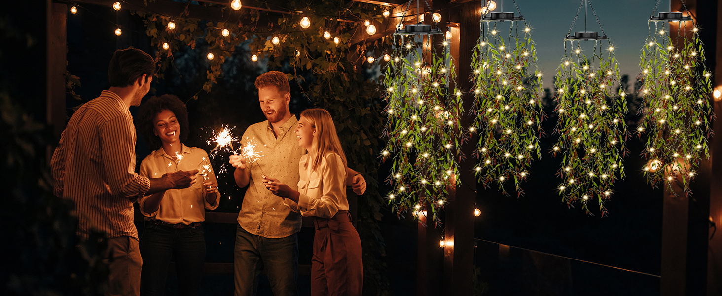 hanging solar lights outdoor garden