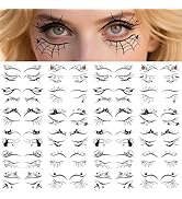 24pcs Halloween Face Temporary Tattoo, Upper & Lower Lash Designs Waterproof Fake Tattoos Sticker...