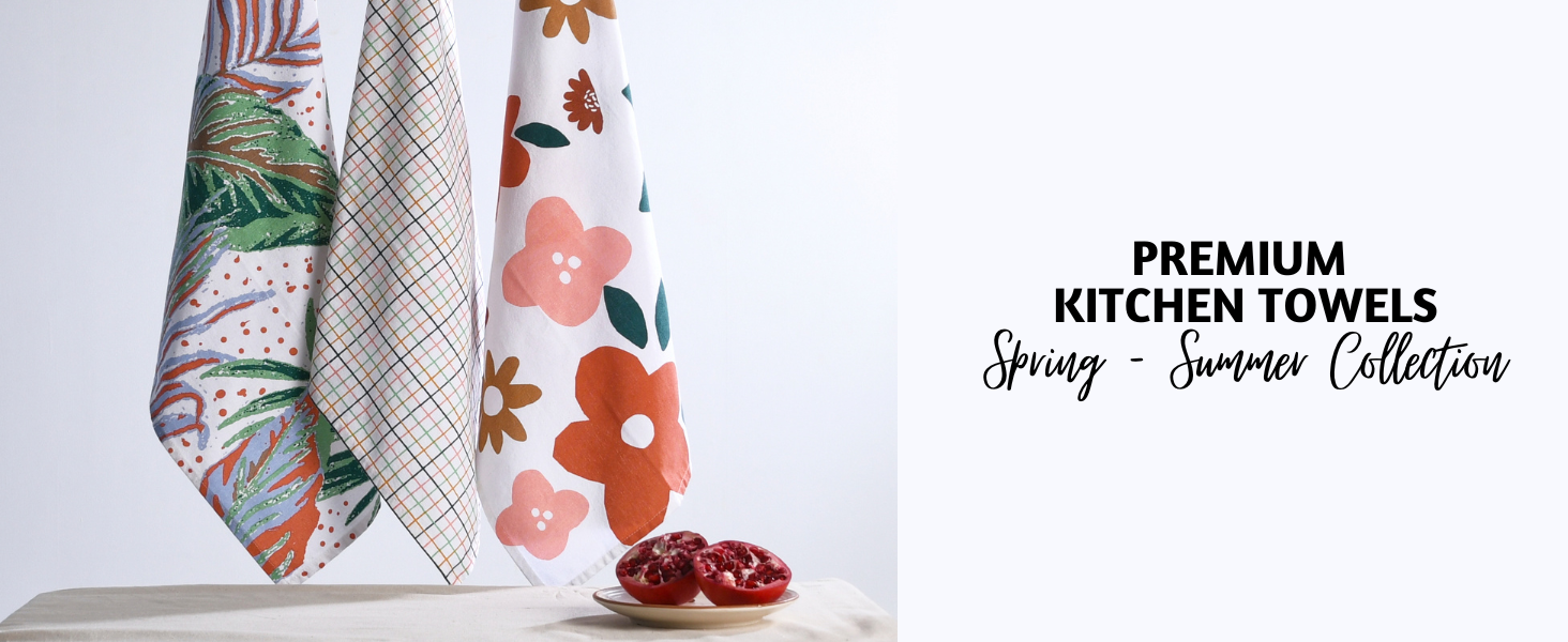 Folkulture Spring Kitchen Towels with Hanging Loop, 28" x