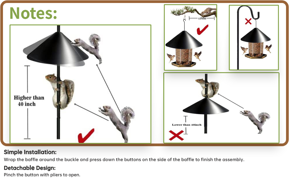 Squirrel Baffle for Bird Feeder Pole, 2023 Upgrade Outside