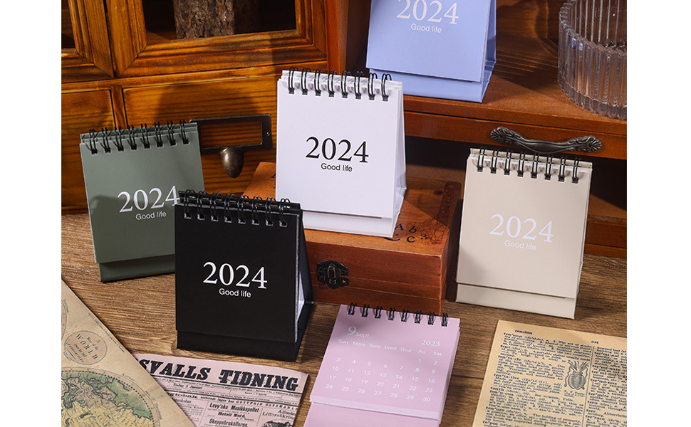 2024 Mini Desk Calendar Monthly Simple Style Flip Standing Calendar 3.9" x 3