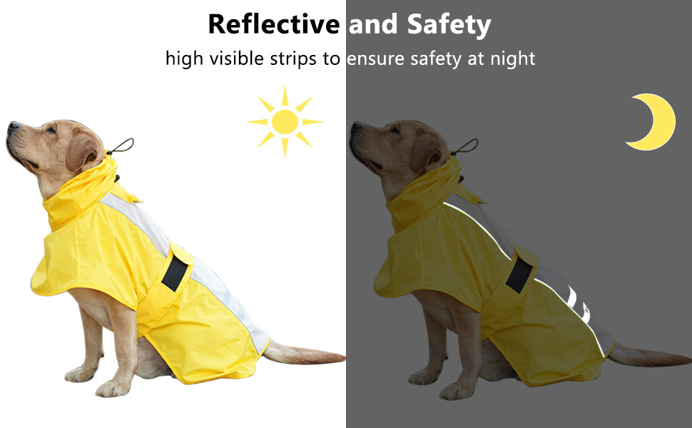 MAMORE Waterproof Dog Raincoat, Lightweight Rain Jacket with Reflective Strip, Adjustable Pet Clothes with Harness Hole for Dogs (Navy&Black, M) 14 reflective and safety dog coat for dogs in the rain