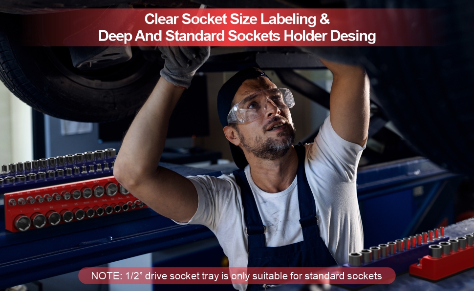 CLEAR SOCKET SIZE LABELING & DEEP AND STANDARD SOCKETS HOLDER DESING