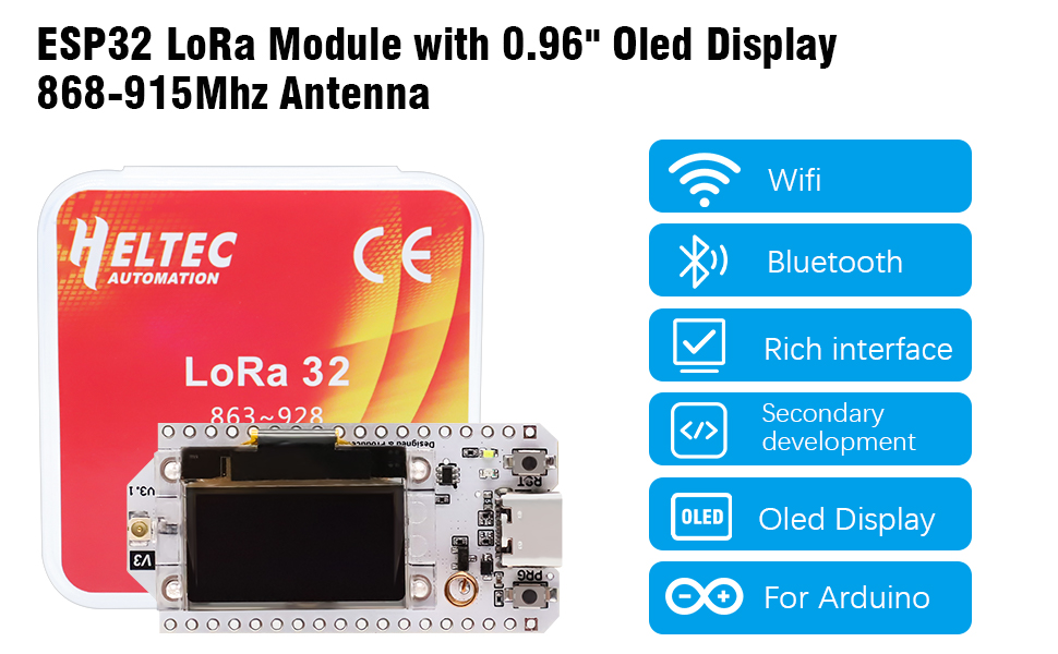 Binghe ESP LoRa V3 Development Board, ESP LoRa V3 Module with ESP OLED ...