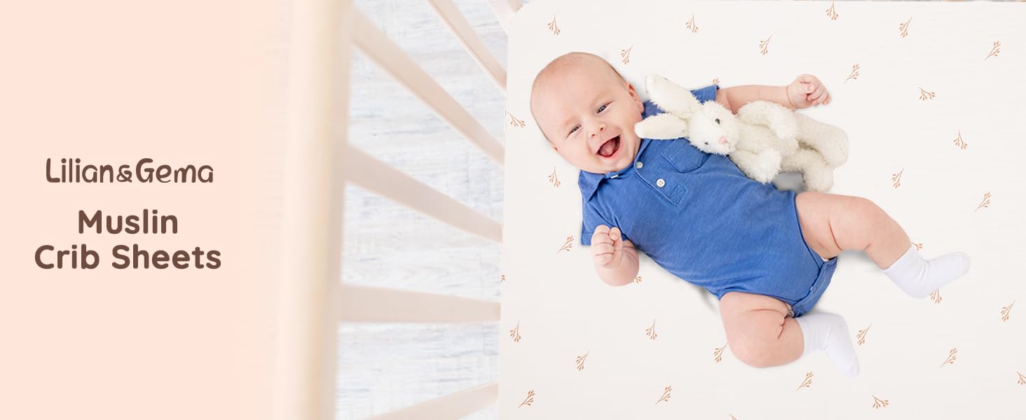 Lilian&Gema Muslin Crib Sheets, 2 Pack Cotton Crib Sheets