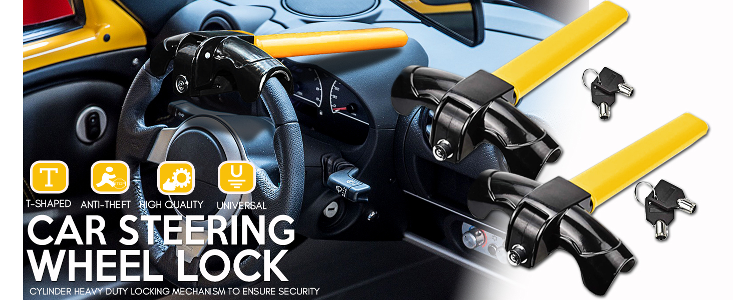 Zone Tech Car Steering Wheel Lock Premium Quality Strong Durable