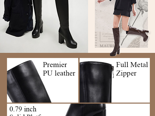 Amazon.com | White Platform Knee High Boots for Women with