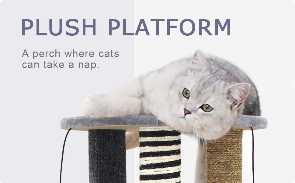 SONGWAY Cat Scratching Post Tree - Cat Tree with 3 Scratching Poles and Dangling Balls, Carpeted Base and Perch, Interactive Scratcher Toy for Indoor Cats Kittens, Grey 33 05