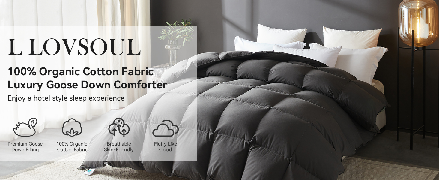 LOVSOUL Goose Feather Down Fiber Comforter King Size, 100% Organic Cotton Fabric Duvet Insert, All Season Grey Bedding C Da864bb6 2ad2 46e2 A18e 6da16864d326. CR0,0,1464,600 PT0 SX1464 V1