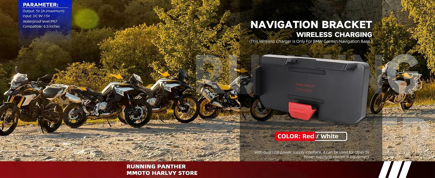 BMW GPS Mobile Phone Motorcycle Navigation Wireless Charging Support with Two USB Ports for R1200GS