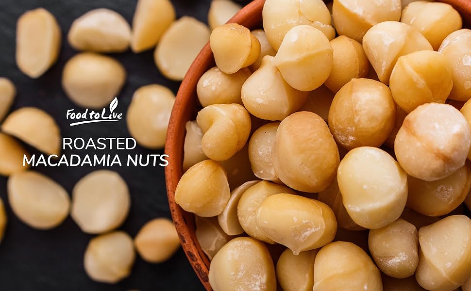 Dry Roasted Macadamia Nuts, 1 Pound Oven Roasted Whole Nuts, Unsalted
