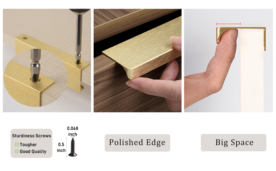 Satanga Edge Finger Tab Pull for Kitchen Concealed Drawer