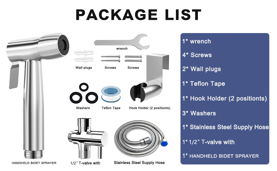 Menbyci Bidet Sprayer for Toilet, Stainless Steel Muslim Shower