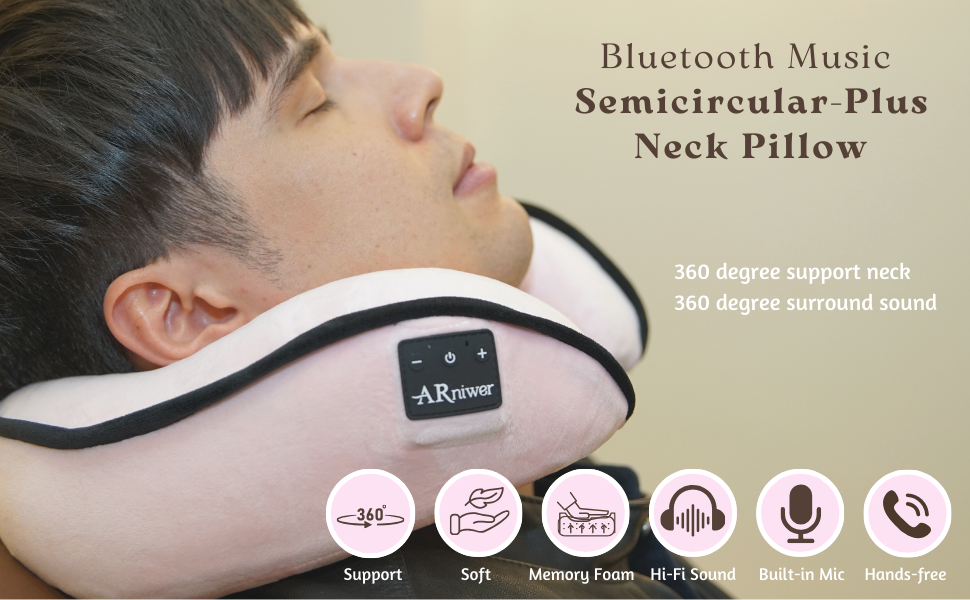 ARniwer Bluetooth Music Semicircular-Plus Neck Pillow