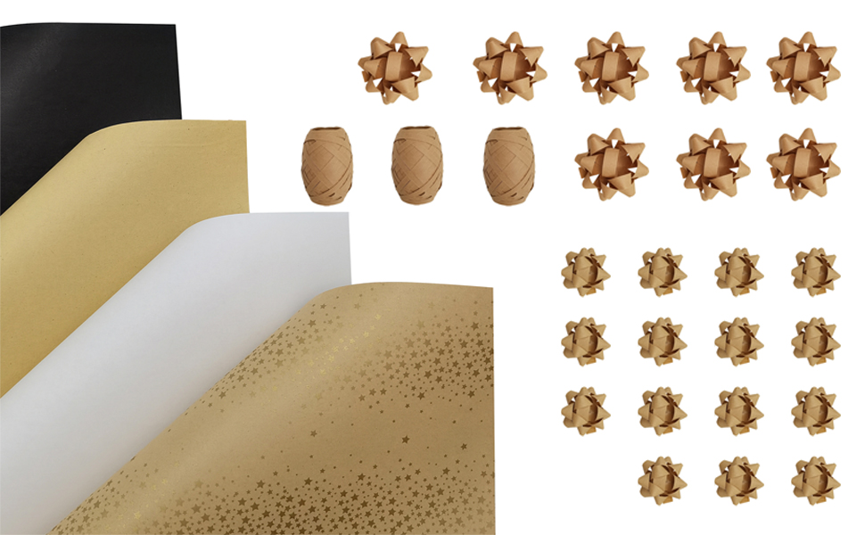 Wrapping Paper,30 Roll Happy Birthday Gift Kraft Wrap,Total Size 17IN x 68.9FT(100