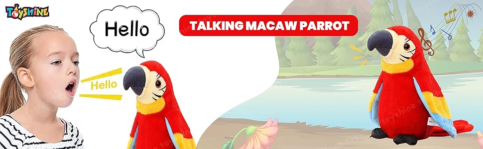 oyshine Talking Macaw Parrot Repeat What You Say Stuffed Animal Plush Toy