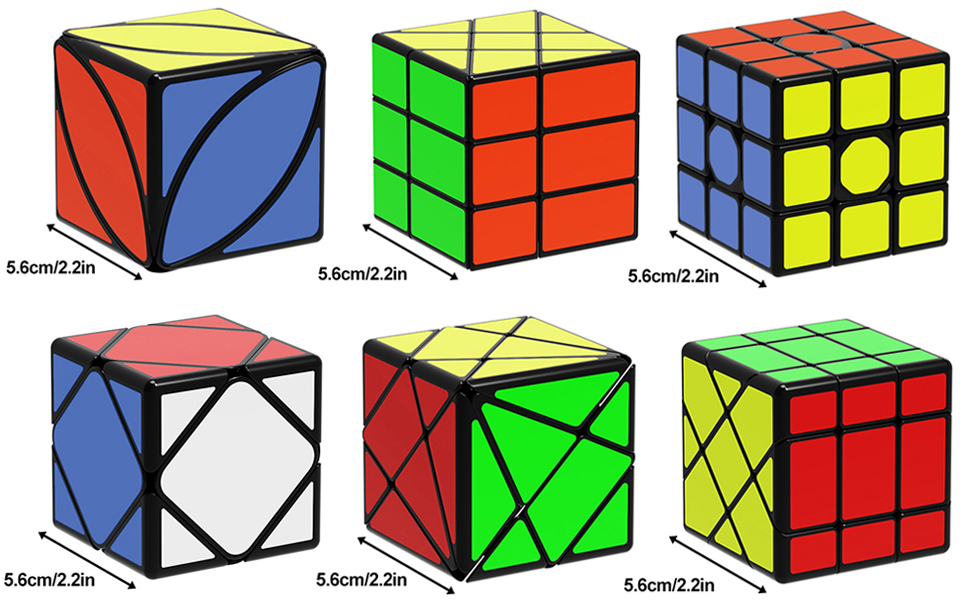ROXENDA Speed Cubes, [6 Pack] Speed Cube Set Skew Axis Windmill