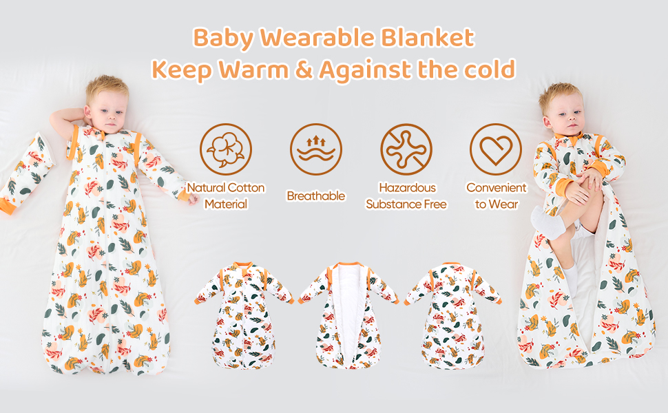 Baby Sleeping Bag 2.5 Tog Baby Autumn Winter Long Sleeve Sleeping Bag