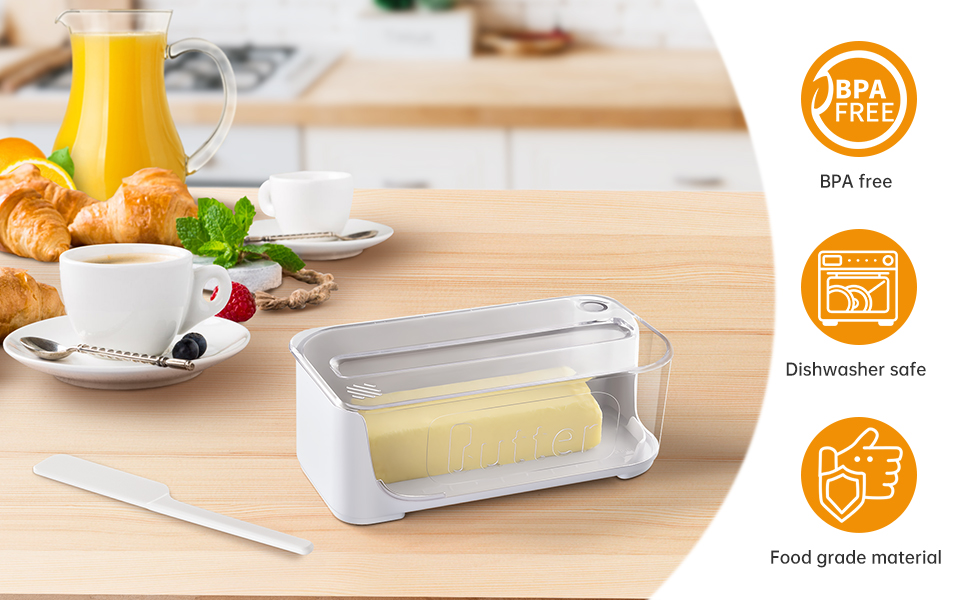 Butter Dishes with Knife & Transparent Lid,Butter Storage Container and