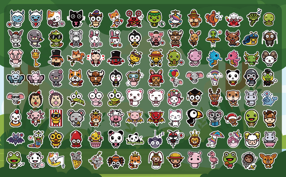 112 different designs of cute animals stickers for kids classroom, gifts for kids.