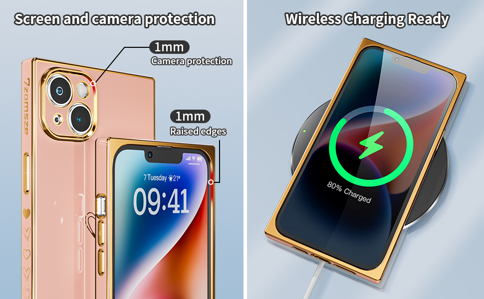 Tzomsze Square iPhone 14 Plus Case Luxury for Women,Cute