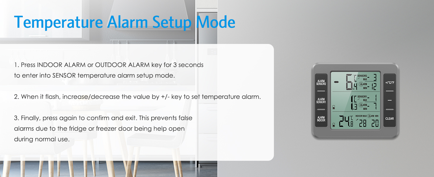 AMIR Upgraded Refrigerator Thermometer, Wireless Indoor