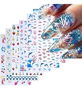 Summer Nail Stickers 3D Self-Adhesive Nail Decals Cherry Strawberry Apple Sticker for Nails Desig...