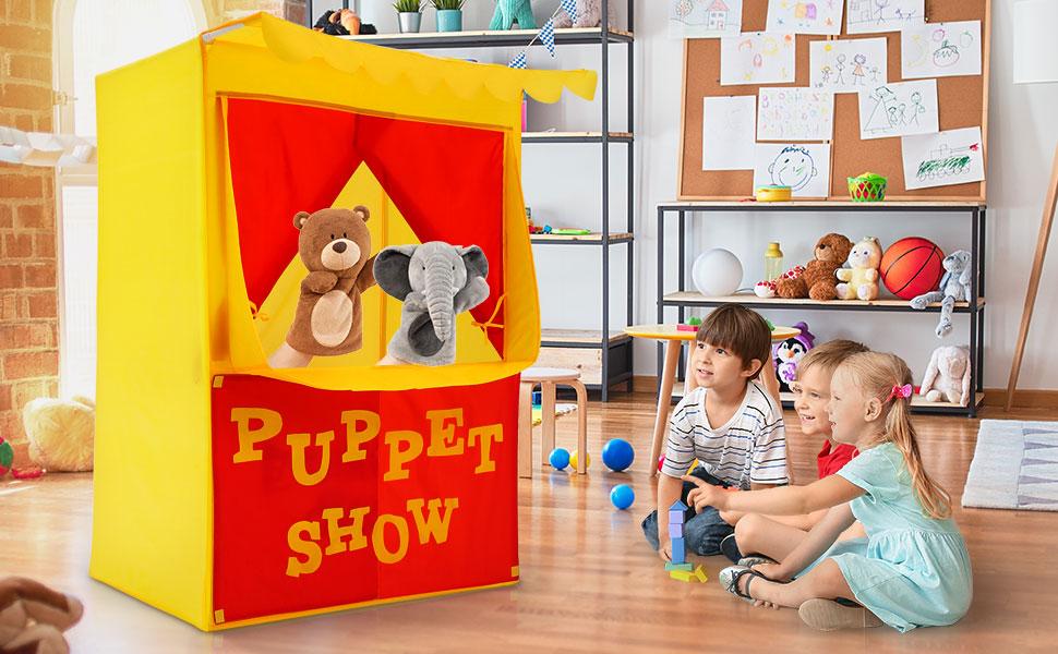 Alvantor Lemonade Stand Puppet Show Theater Pretend Playhouse Play Tent Kids on Stage Doorway